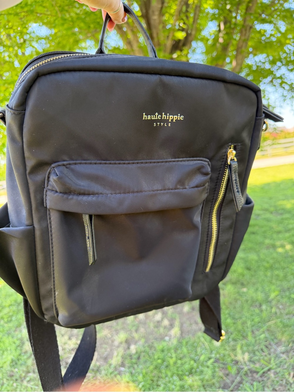 Haute Hippie Black Backpack with Gold Hardware